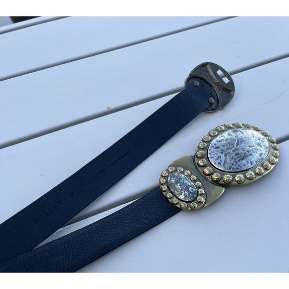 Chicos Leather, Adjustable Two Tone Buckle Belt - M/L - Black - Picture 5 of 8